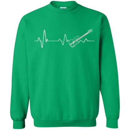 Bass Guitar Lovers T-shirt Heartbeat Irish Green