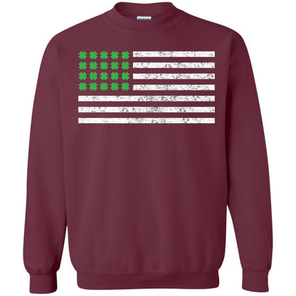 Usa Flag With Irish Shamrock St Patricks Day T-shirt Maroon