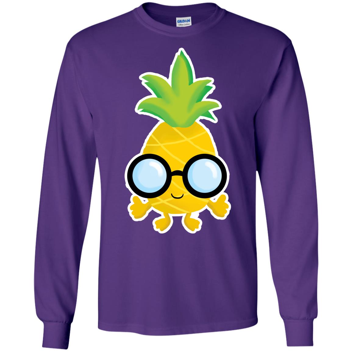 Funny Pineapple With Glasses For Boys Mens Shirt Purple