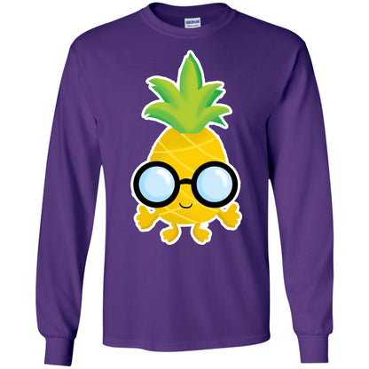 Funny Pineapple With Glasses For Boys Mens Shirt Purple
