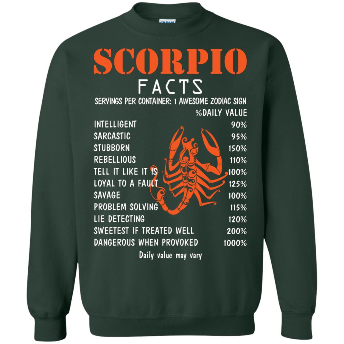Scorpio Facts 1 Awesome Zodiac Sign Gift Shirt For Scorpio Horoscope Forest Green