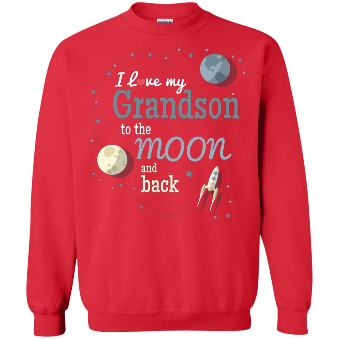 I Love My Grandson To The Moon And Back Grandparents Shirt Red