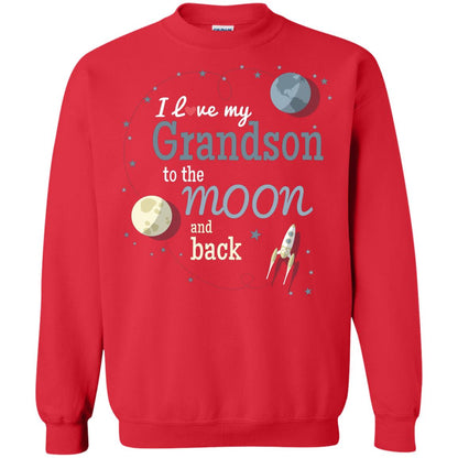 I Love My Grandson To The Moon And Back Grandparents Shirt Red