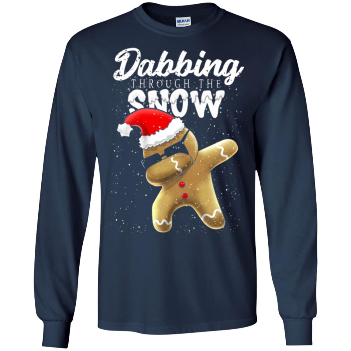 Dabbing Gingerbread T-shirt Dabbing Through The Snow Navy