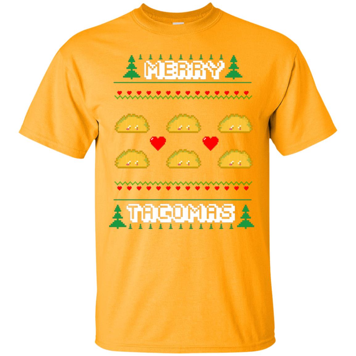 Merry Tacomas X-mas Gift Shirt For Taco Lovers Gold