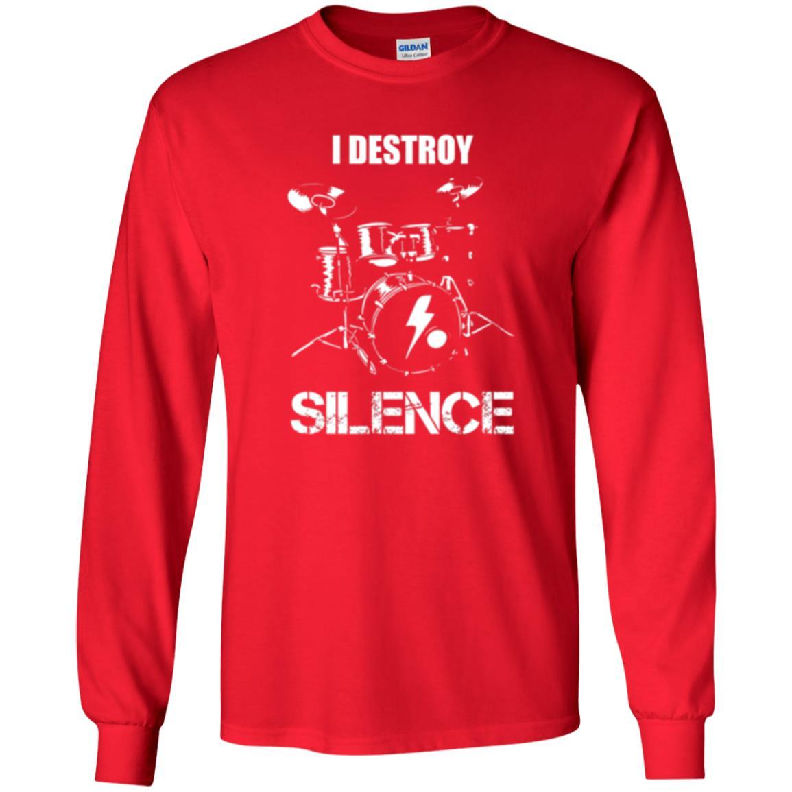 Drummer T-shirt I Destroy Silence Red