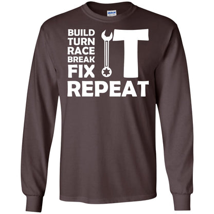 Build Turn Race Break Fix Repeat Racing Shirt Dark Chocolate