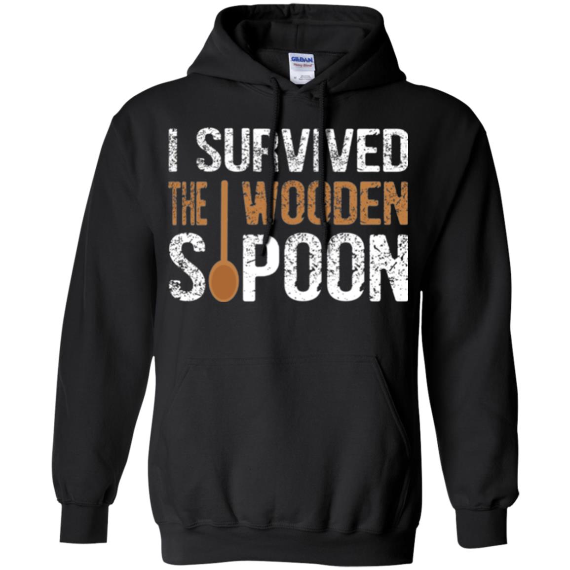 Spoon T-shirt I Survived The Wooden Spoon Black
