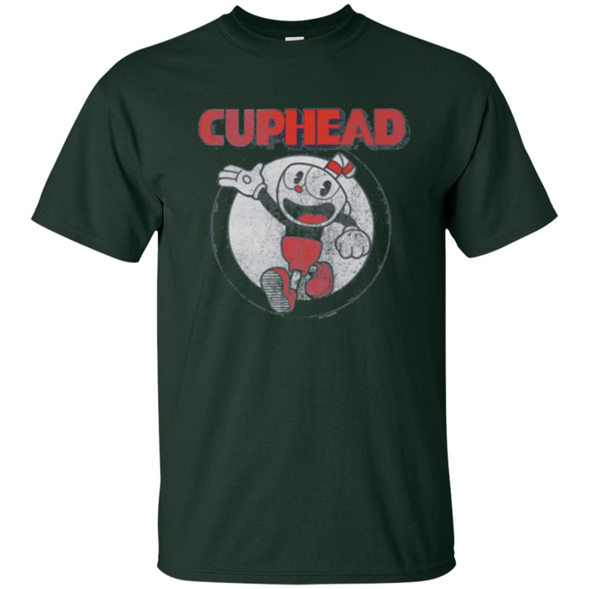 Cuphead T-shirt Cuphead Waving Circle Portrait Forest Green