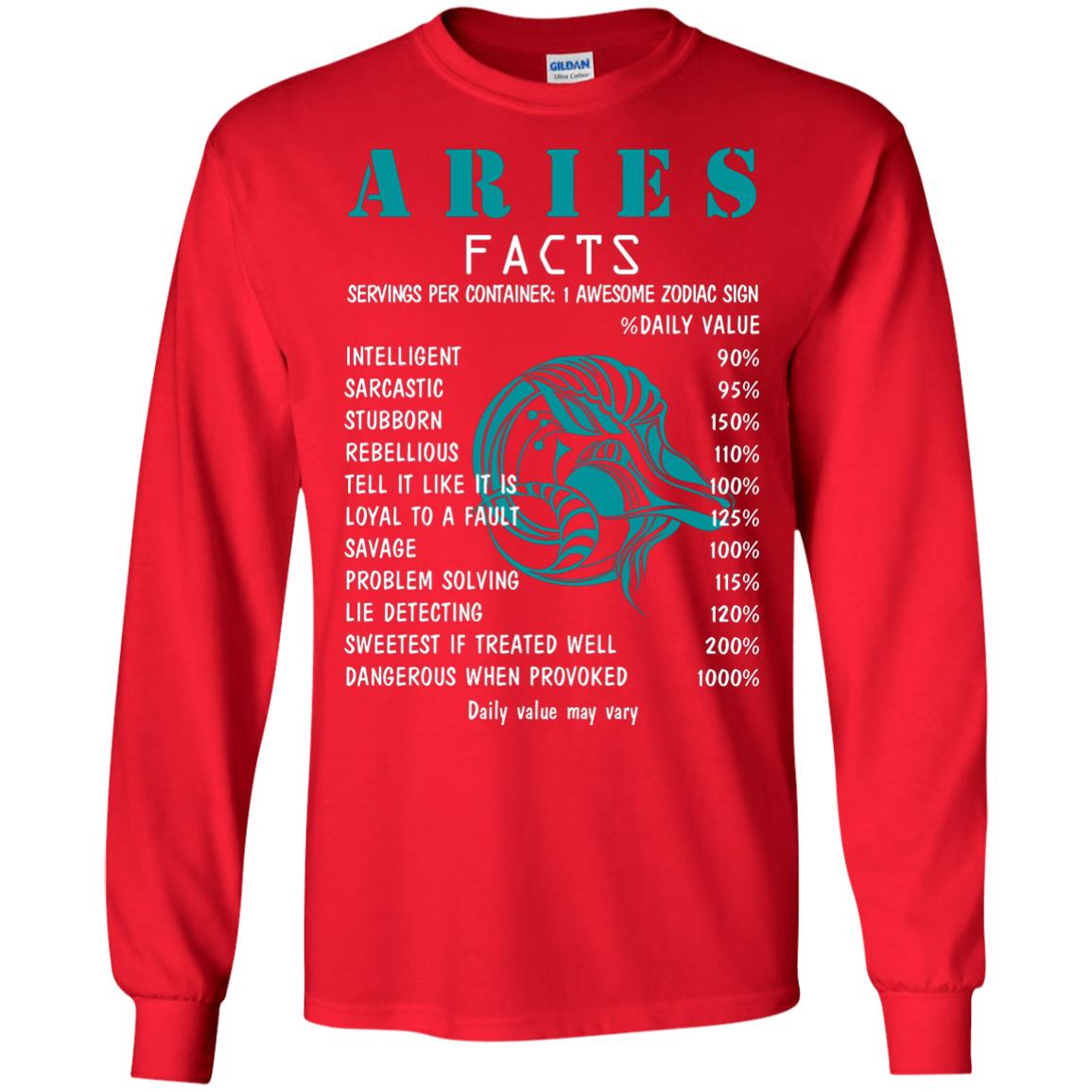Aries Facts 1 Awesome Zodiac Sign Gift Shirt For Aries Horoscope Red