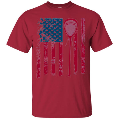 Lacrosse Player T-shirt Lacrosse American Flag Stick Cardinal