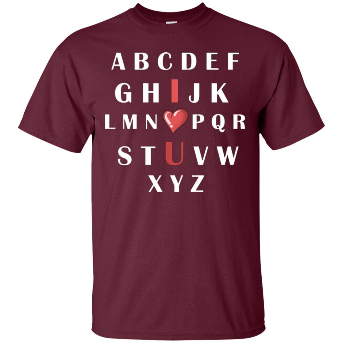 Alphabet I Love You T-shirt Maroon