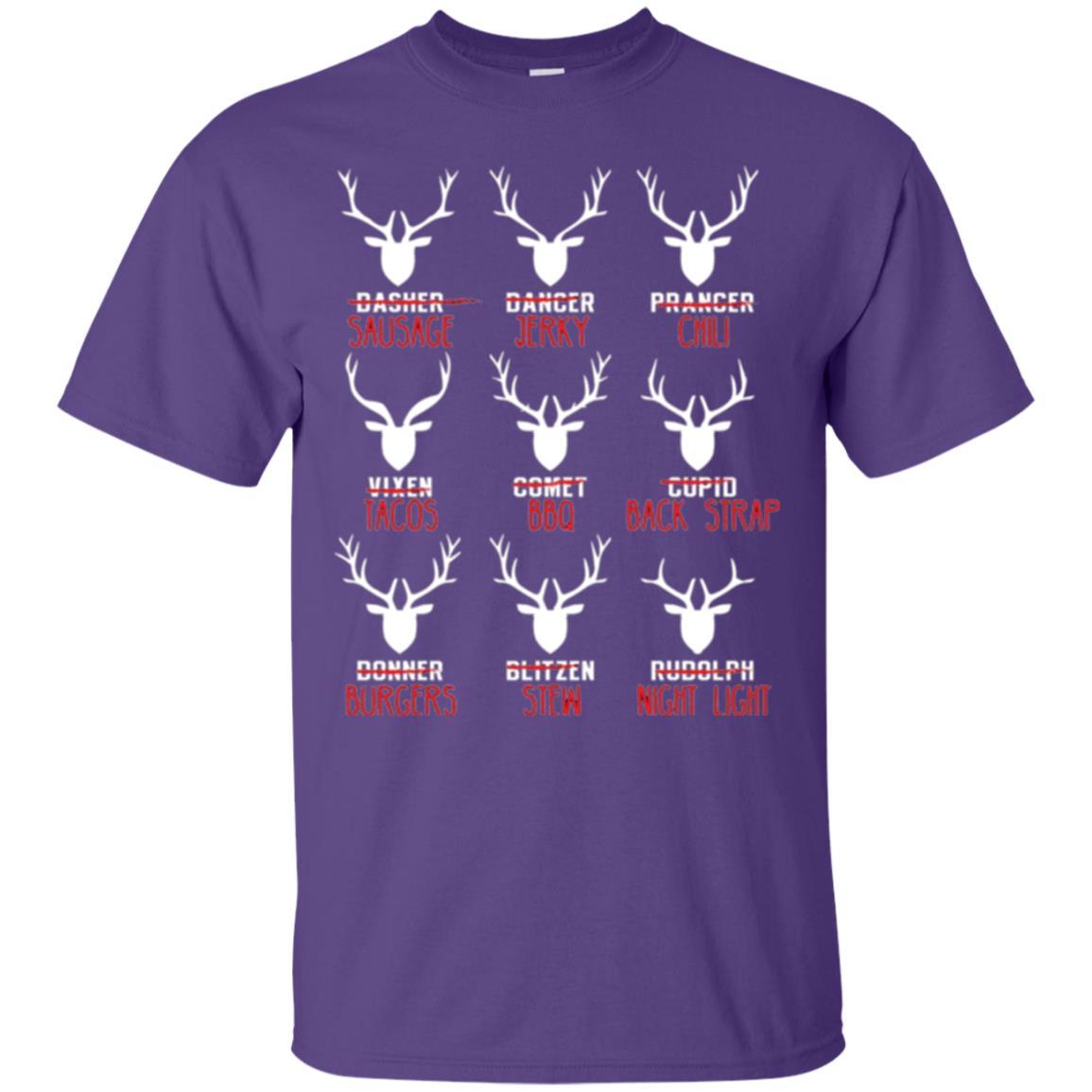 Christmas T-shirt Hunters All Of Santa's Reindeer Purple