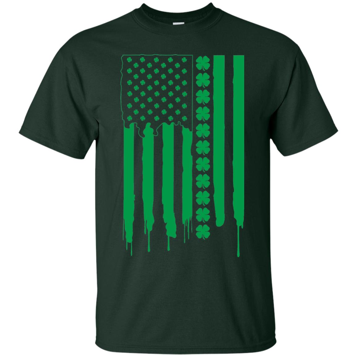 Irish American Flag St Patrick_s Day T-shirt Forest