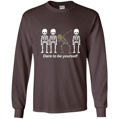 Dabbing T-shirt Dabbing Skeleton Dare To Be Yourself Dark Chocolate
