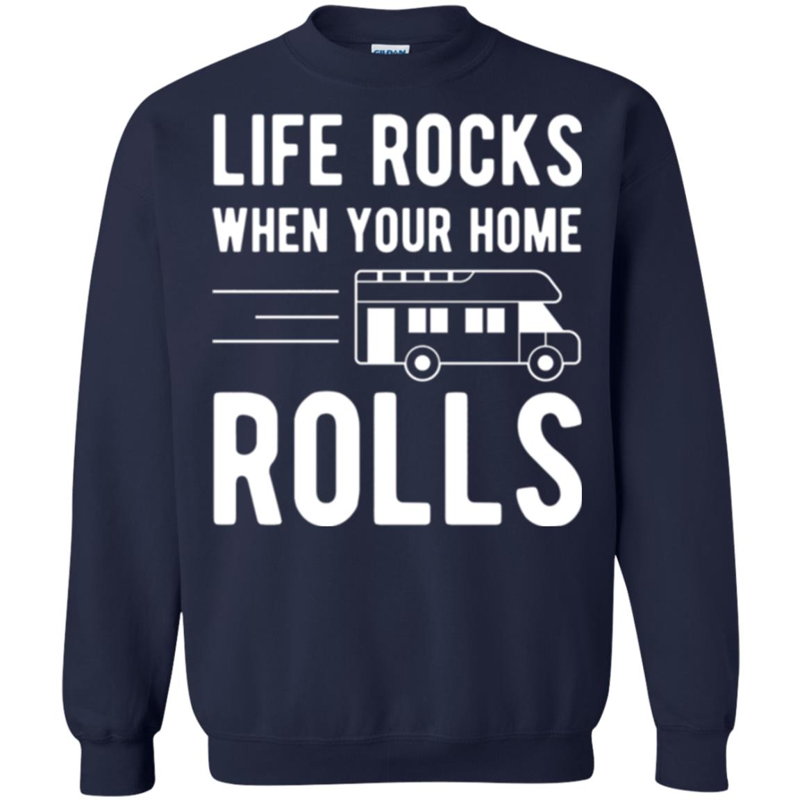 Camper Rv T-shirt Life Rocks When Your Home Roll Navy
