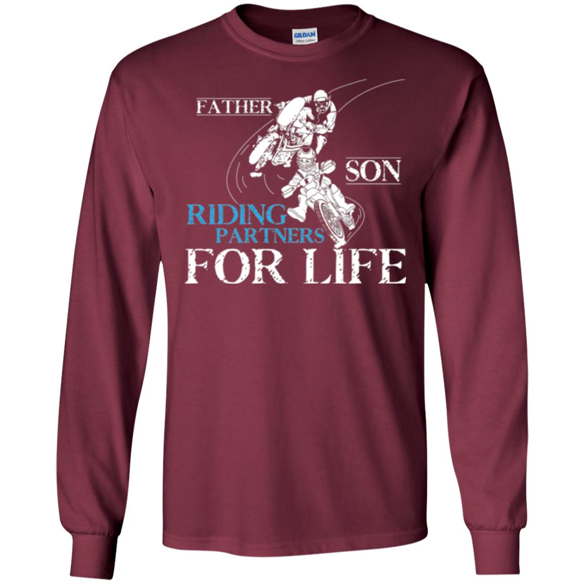 Motocross T-shirt Father Son Riding Partners For Life Maroon