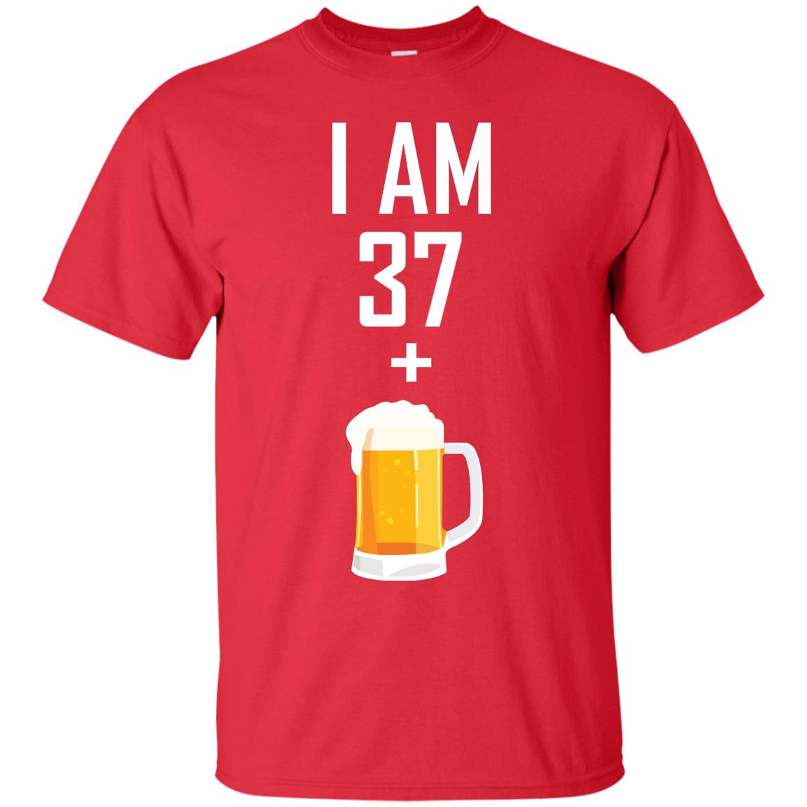 I Am 37 Plus 1 Beer 38th Birthday T-shirt Red