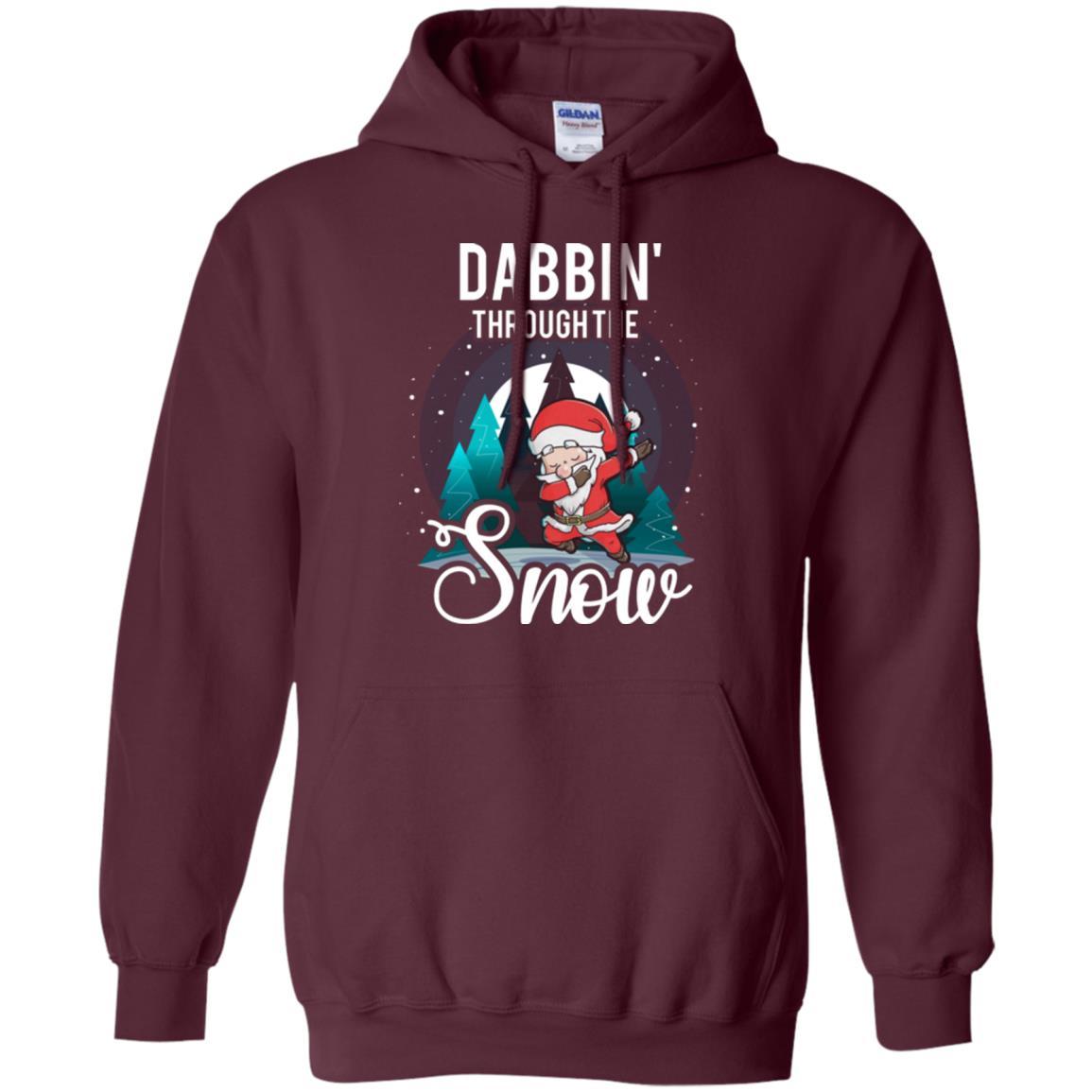 Christmas T-shirt Santa Claus Dabbing Through The Snow Maroon