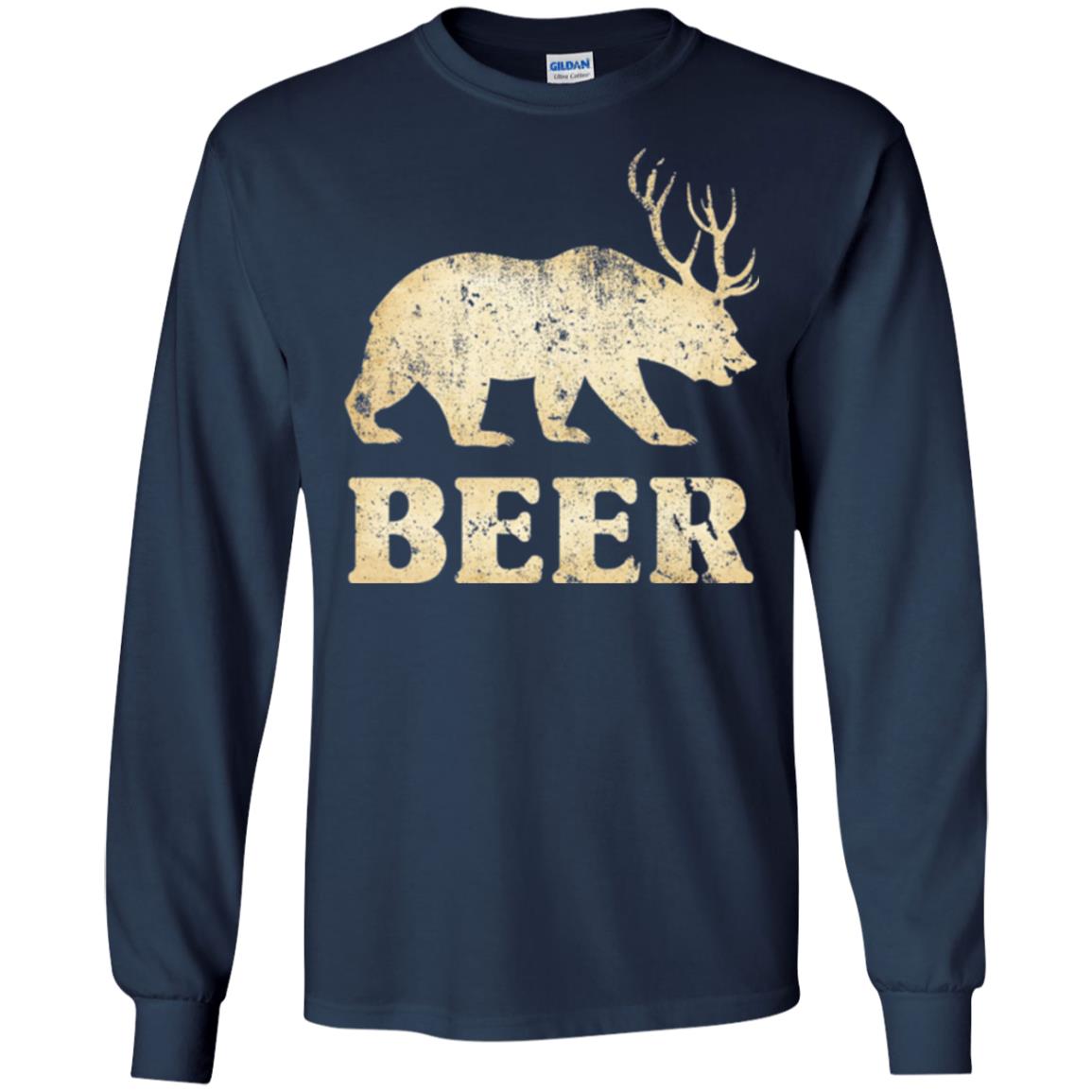 Beer T-shirt Vintage Bear Deer Navy