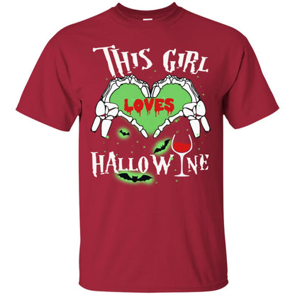 This Girl Loves Hallo-wine Funny Halloween Shirt For Wine Lovers Cardinal
