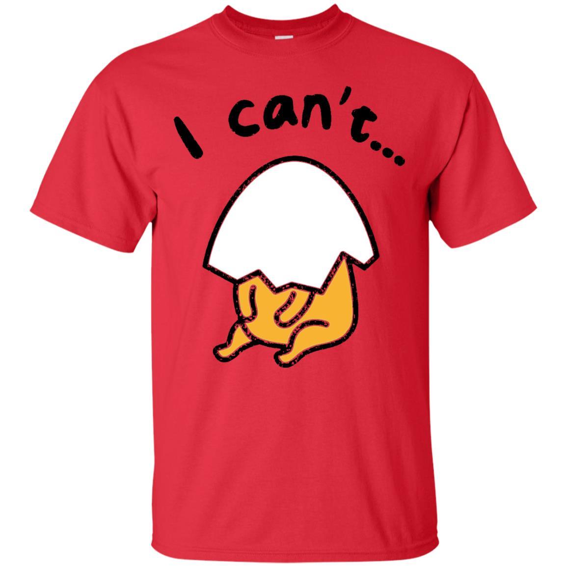 Film T-shirt Gudetama Lazy Egg I Can't Red