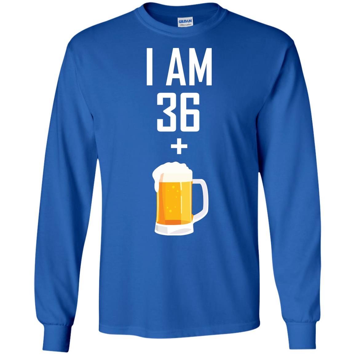 I Am 36 Plus 1 Beer 37th Birthday T-shirt Royal