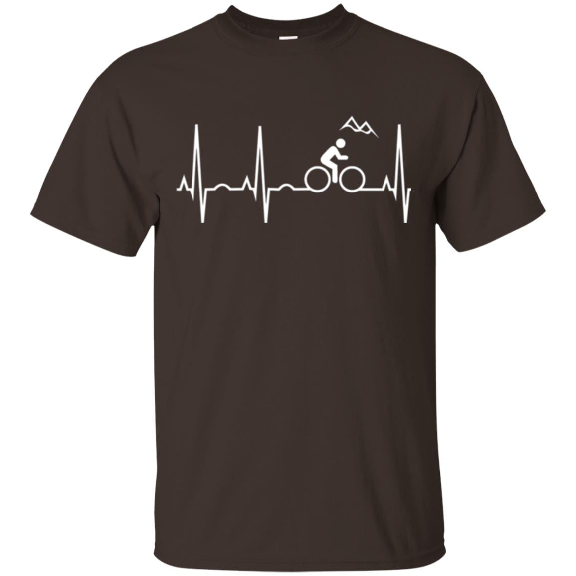 Mountain Bike Heartbeat Mountain Biking T-shirt Dark Chocolate