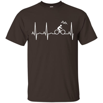 Mountain Bike Heartbeat Mountain Biking T-shirt Dark Chocolate