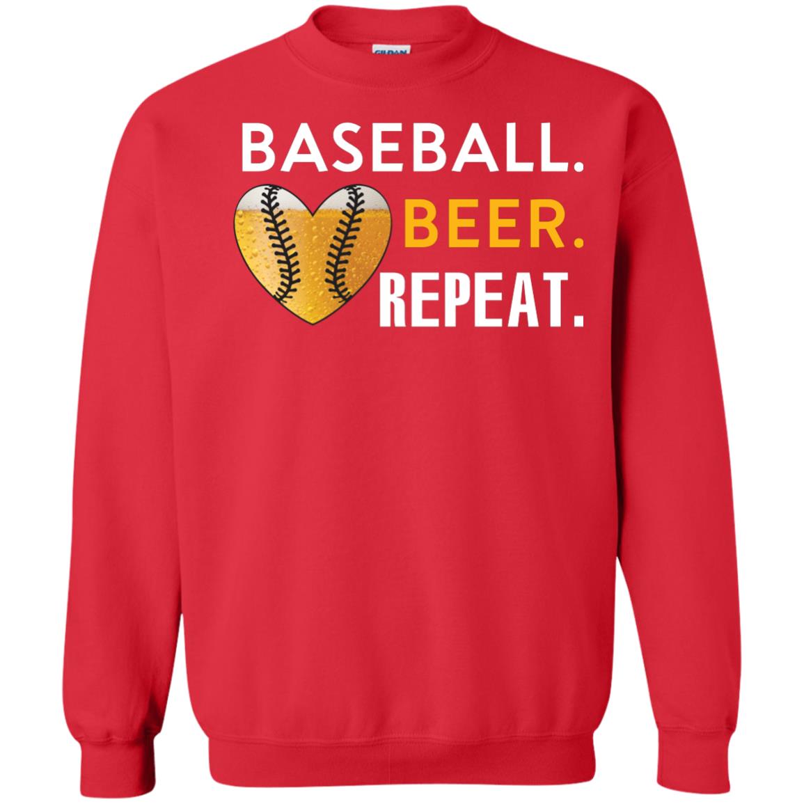 Baseball Lover T-shirt Beer Repeat Red