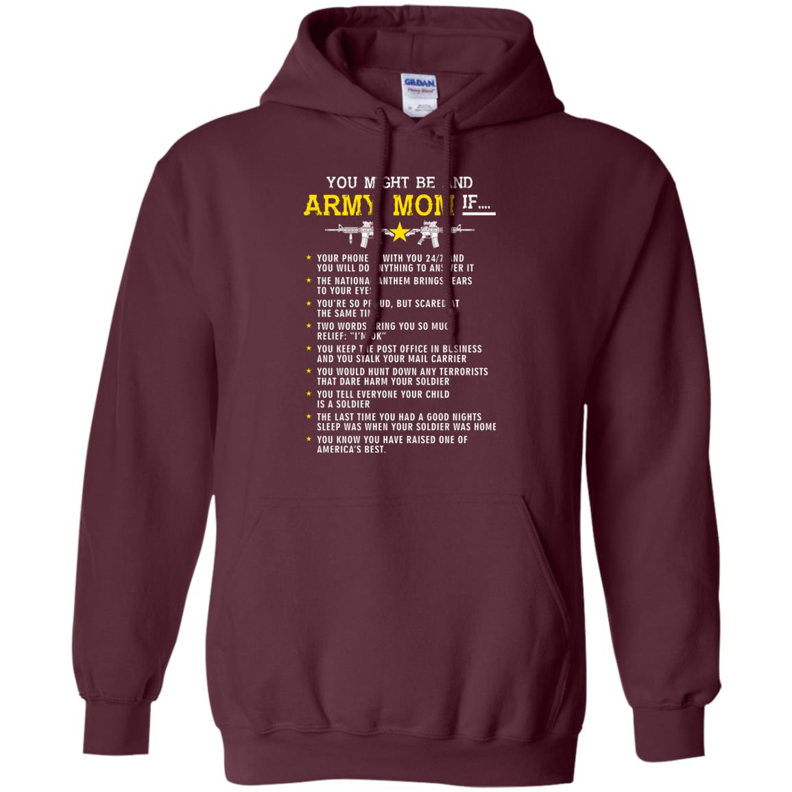 Veteran T-shirt You Might Be An Army Mom If Maroon
