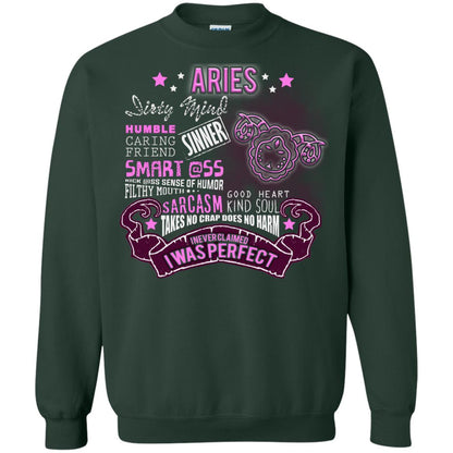 Dirty Mind Humble Caring Friend Filthy Sinner Mouth Good Heart Kind I Never Clamed I Was Perfect Aries Birthday Forest Green