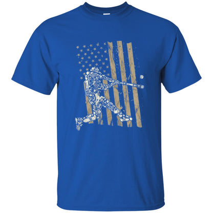 Baseball Player T-shirt American Flag Royal