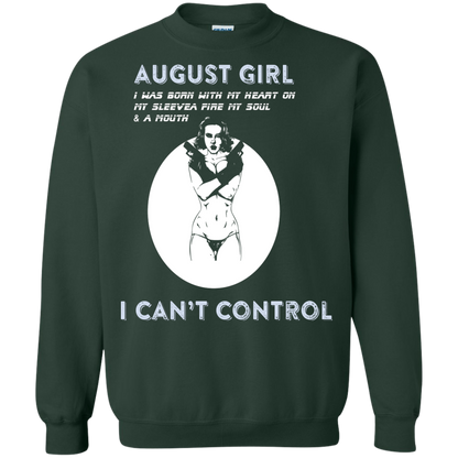 August Girl I Was Born With My Heart T-shirt Forest Green
