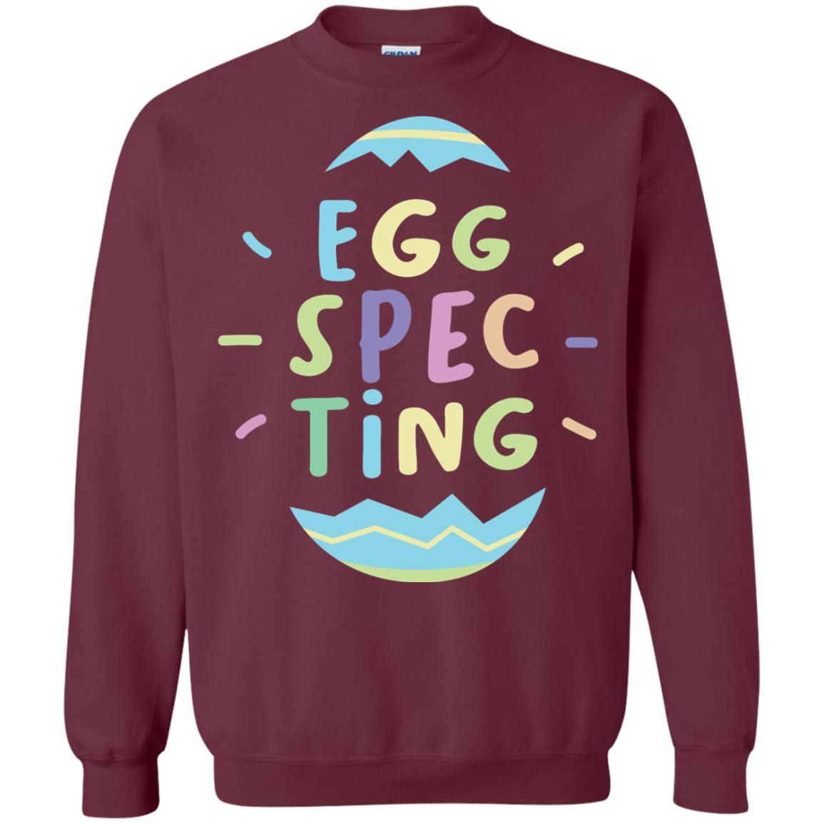 Eggspecting Funny Pregnancy Pregnant Easter Shirt Maroon