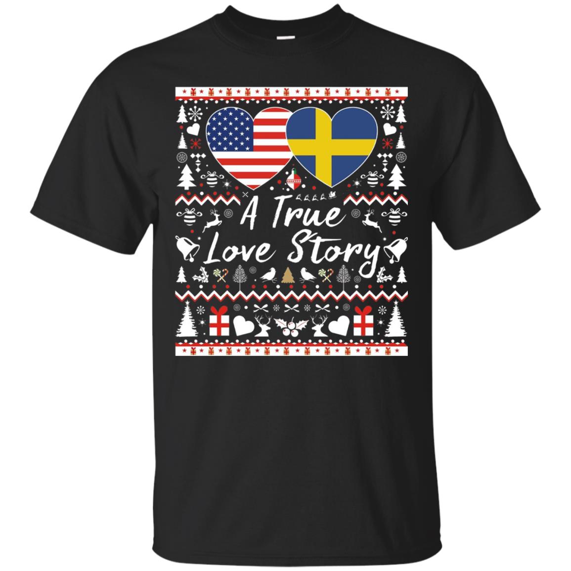 Christmas T-shirt American Swedish A True Love Story Black