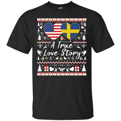 Christmas T-shirt American Swedish A True Love Story Black