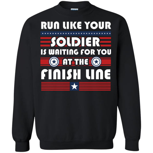 Soldier T-shirt Run Like Your Soldier Is Waiting For You At The Finish Line Black
