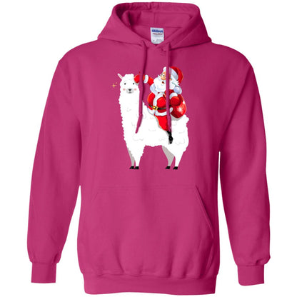 Alpaca Llama And Santa Claus X-mas Gift Shirt Heliconia