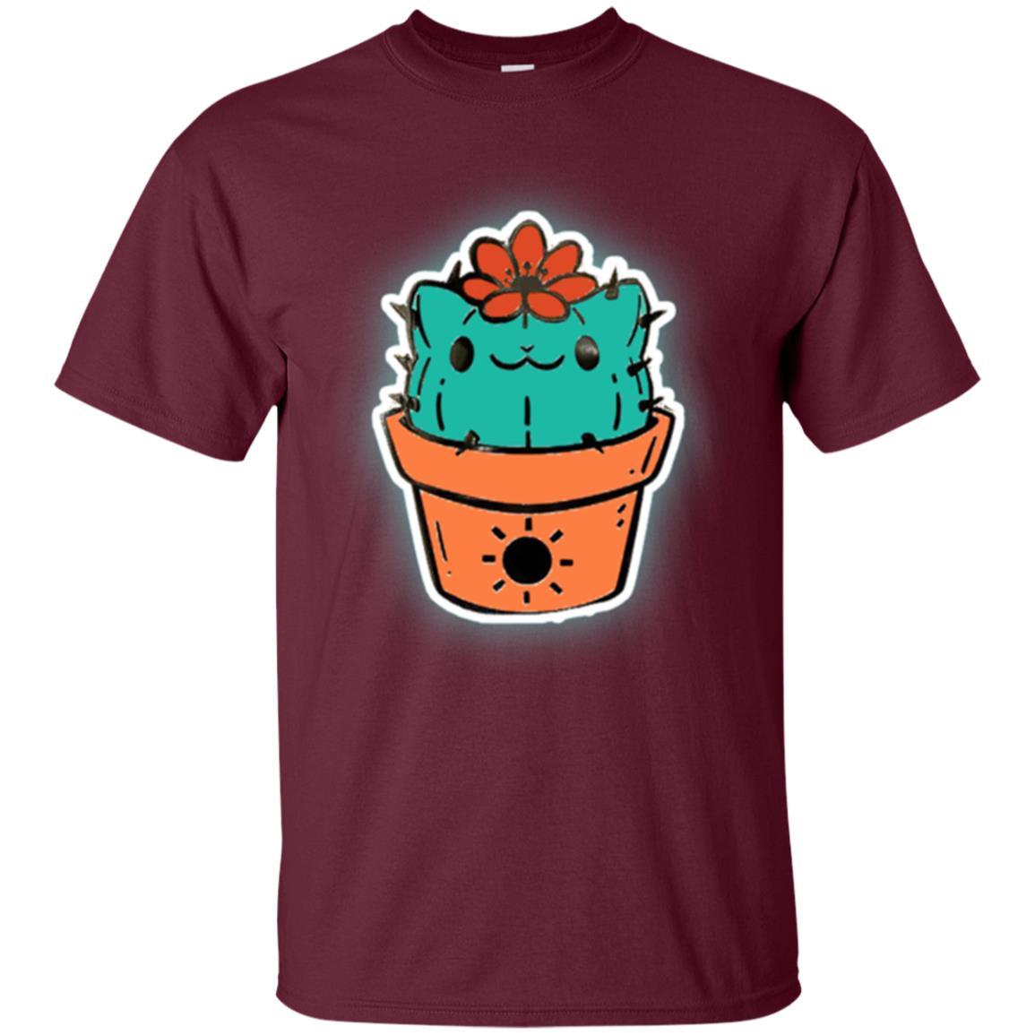 Cat Lover T-shirt Cactus Dog Catcus Maroon