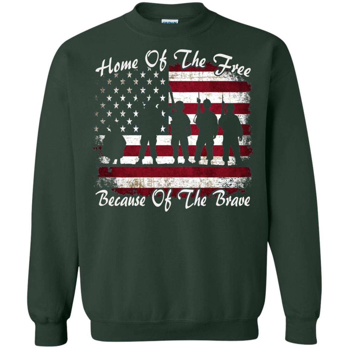 Home Of The Free Because Of The Brave Flag Military Shirt Forest Green