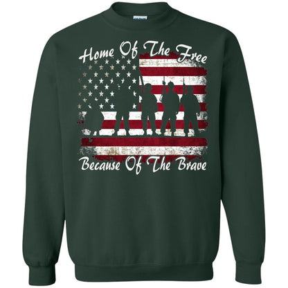Home Of The Free Because Of The Brave Flag Military Shirt Forest Green