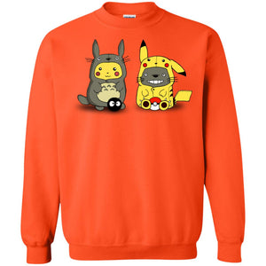 Pikachu Cosplay Totoro And Totoro Cosplay Pikachu T-shirtG180 Gildan Crewneck Pullover Sweatshirt 8 oz.