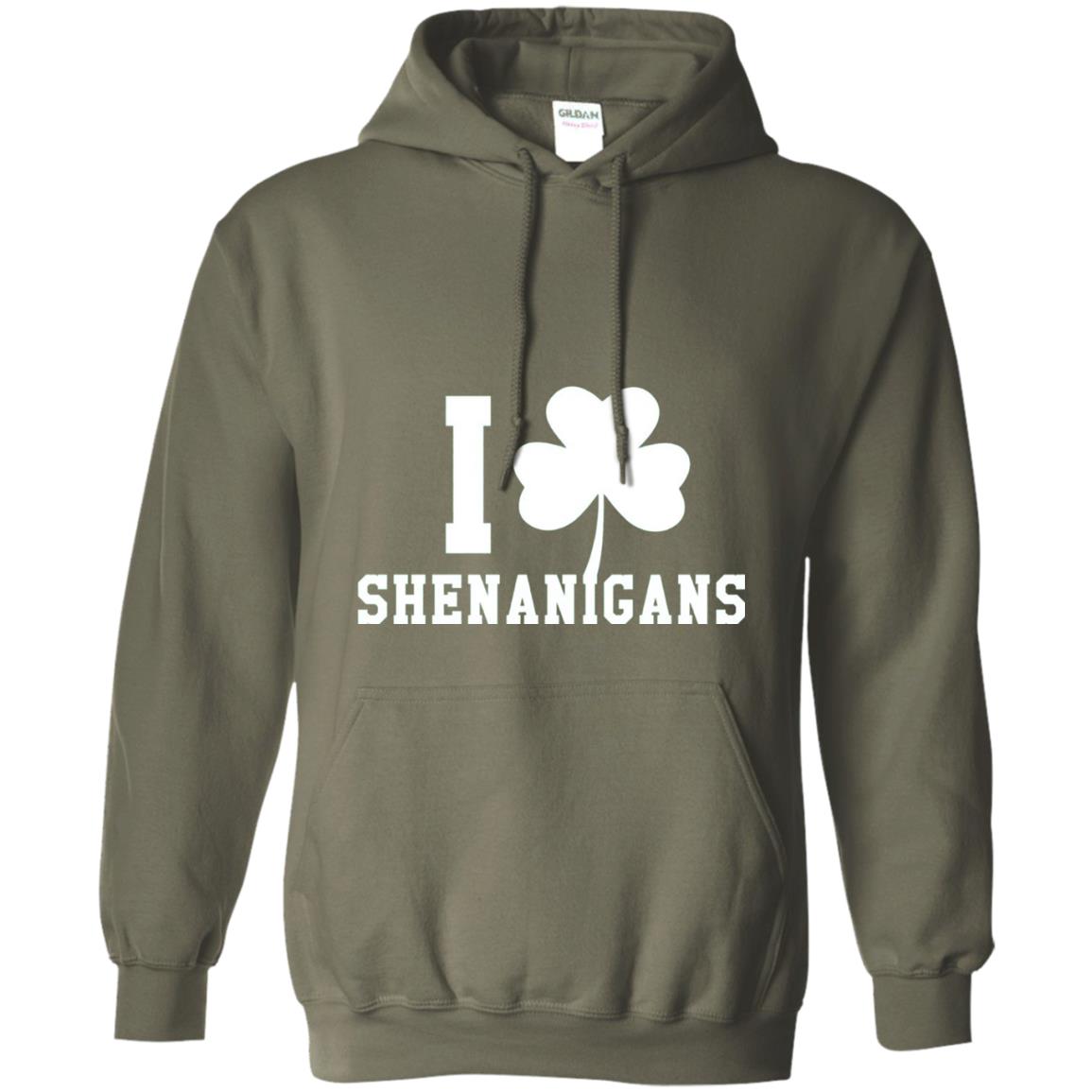 I Love Shenanigans Shamrock Saint Patrick_s Day T-shirt Military Green