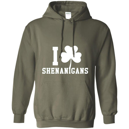 I Love Shenanigans Shamrock Saint Patrick_s Day T-shirt Military Green