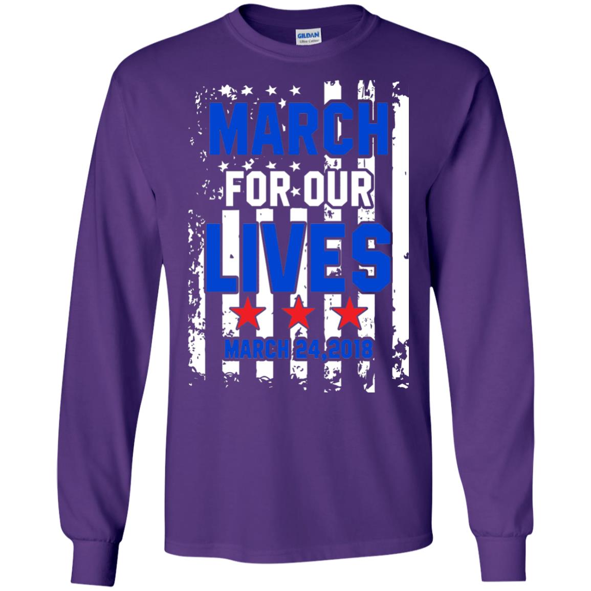 March For Our Lives With American Flag Gun Control T-shirt Purple