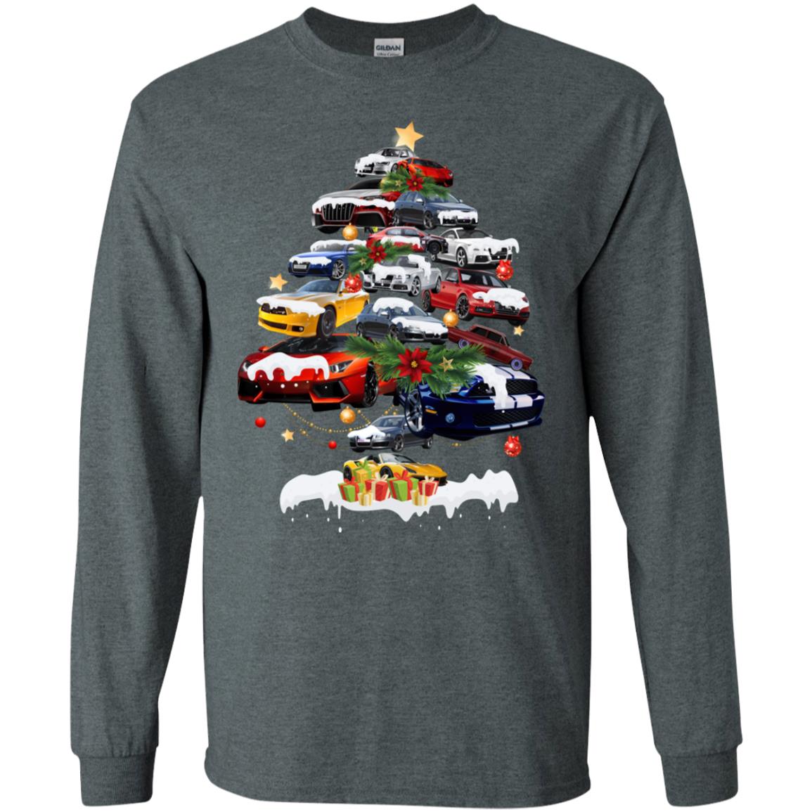 Cars Christmas Tree X-mas Gift Shirt For Mens Or Womens Dark Heather