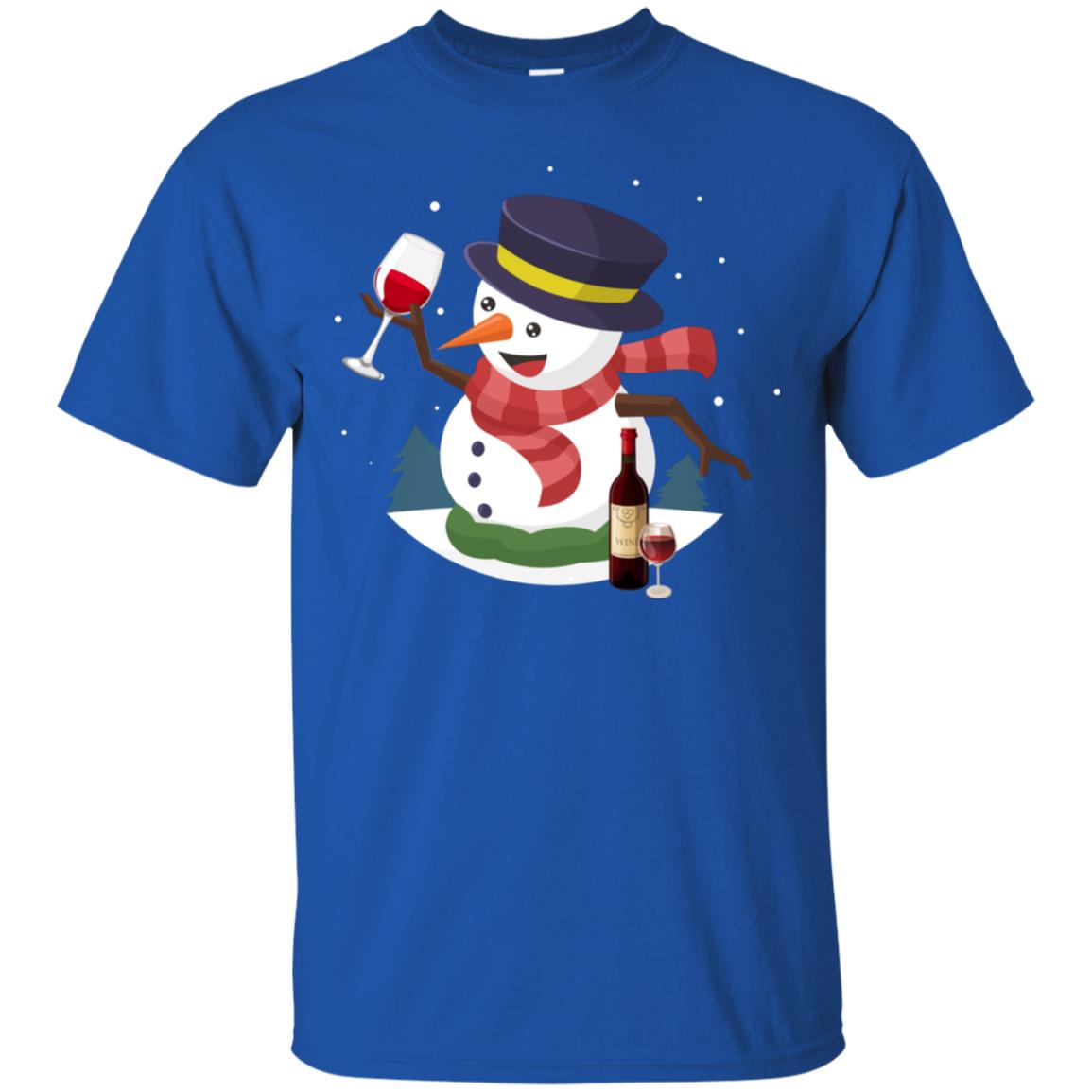 Snowman Cheer Up Wine Drinking Lovers Merry X-mas Gift Shirt Royal