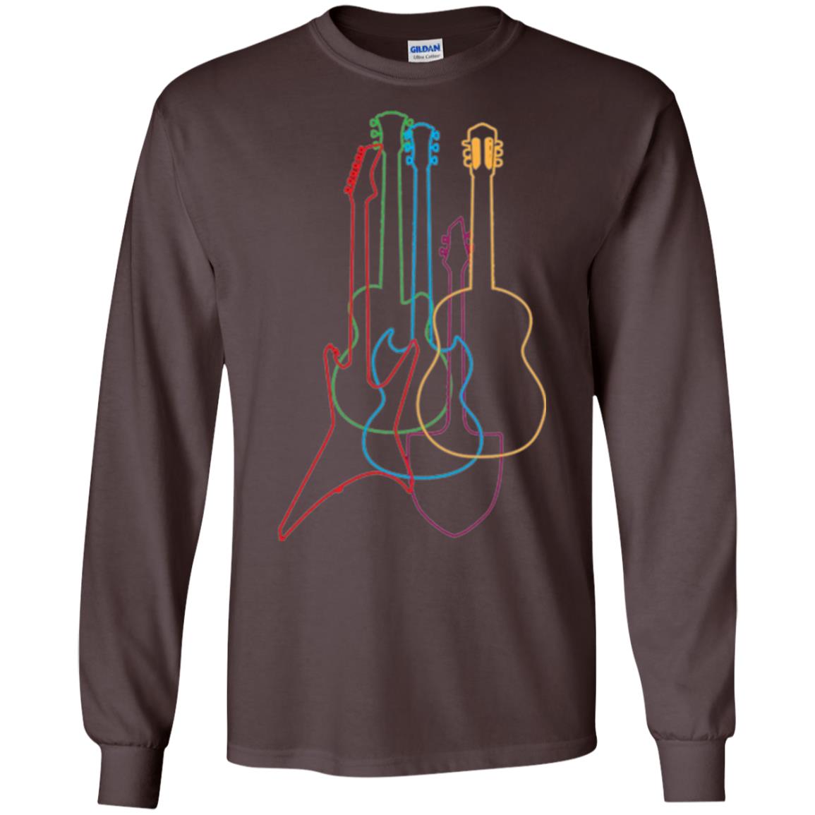 Colored Guitars Electric Acoustic Classical T-shirt Dark Chocolate