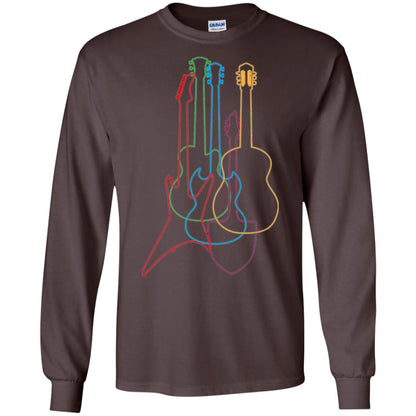 Colored Guitars Electric Acoustic Classical T-shirt Dark Chocolate